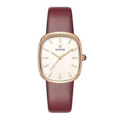 Luxury Leather Quartz Bracelet Watch for Women with Sleek Dial and Durable Leather Strap