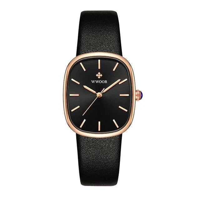 Luxury Leather Quartz Bracelet Watch for Women with Sleek Dial and Durable Leather Strap