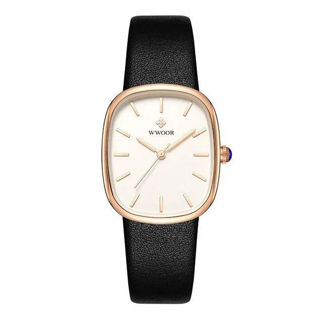 Luxury Leather Quartz Bracelet Watch for Women with Sleek Dial and Durable Leather Strap