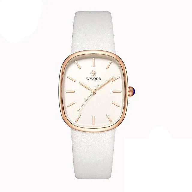Luxury Leather Quartz Bracelet Watch for Women with Sleek Dial and Durable Leather Strap