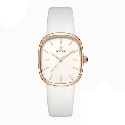 Luxury Leather Quartz Bracelet Watch for Women with Sleek Dial and Durable Leather Strap