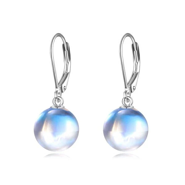 Elegant 925 sterling silver earrings featuring genuine moonstone drops for a timeless and enchanting look