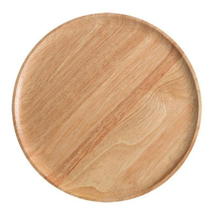A natural wooden round tray with a sleek, versatile design that complements any home decor.