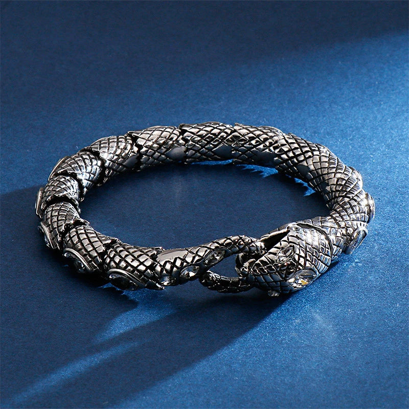 Stainless steel snake bracelet with a polished, adjustable design for fashionable and comfortable wear