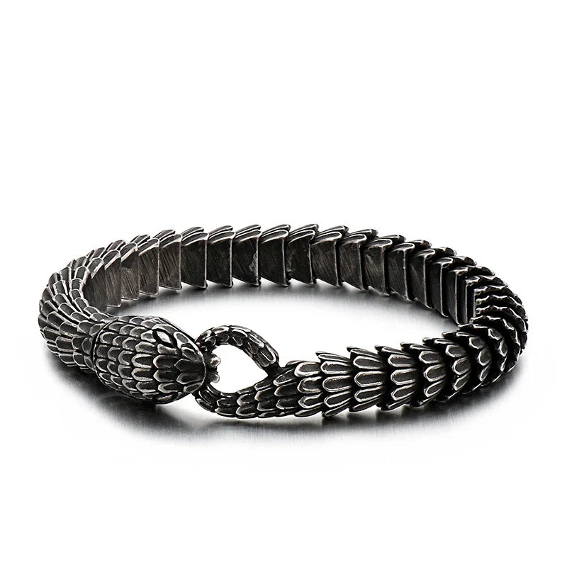 Stainless steel snake bracelet with a polished, adjustable design for fashionable and comfortable wear