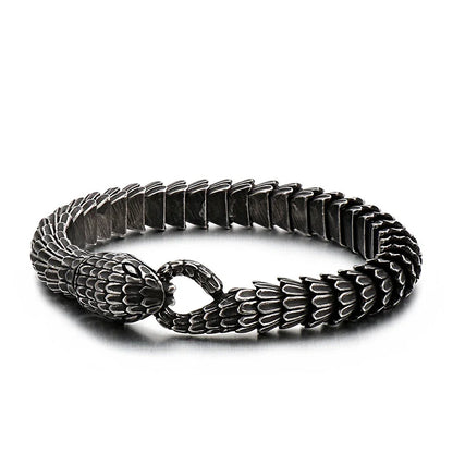 Stainless steel snake bracelet with a polished, adjustable design for fashionable and comfortable wear