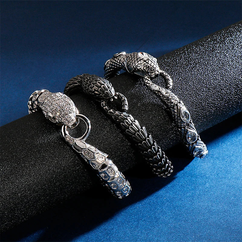 Stainless steel snake bracelet with a polished, adjustable design for fashionable and comfortable wear