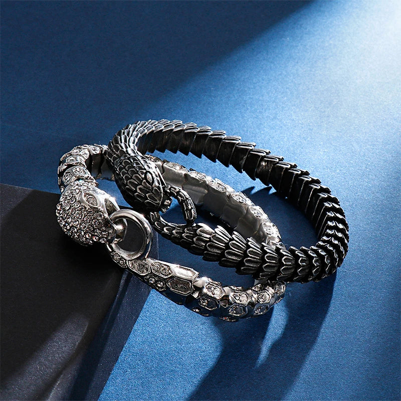 Stainless steel snake bracelet with a polished, adjustable design for fashionable and comfortable wear
