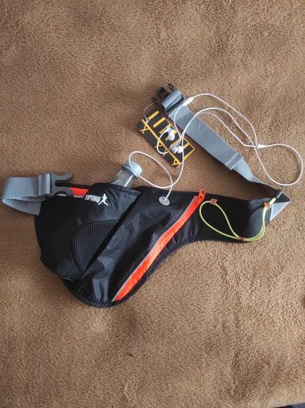 Adjustable Running Water Bottle Waist Pack with Reflective Safety Tabs and Multiple Pockets