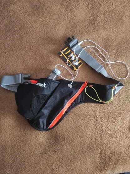 Adjustable Running Water Bottle Waist Pack with Reflective Safety Tabs and Multiple Pockets