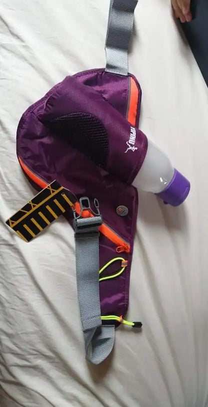 Adjustable Running Water Bottle Waist Pack with Reflective Safety Tabs and Multiple Pockets