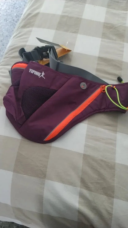 Adjustable Running Water Bottle Waist Pack with Reflective Safety Tabs and Multiple Pockets