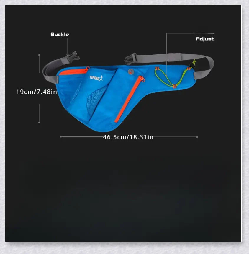 Adjustable Running Water Bottle Waist Pack with Reflective Safety Tabs and Multiple Pockets