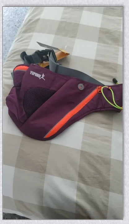 Adjustable Running Water Bottle Waist Pack with Reflective Safety Tabs and Multiple Pockets