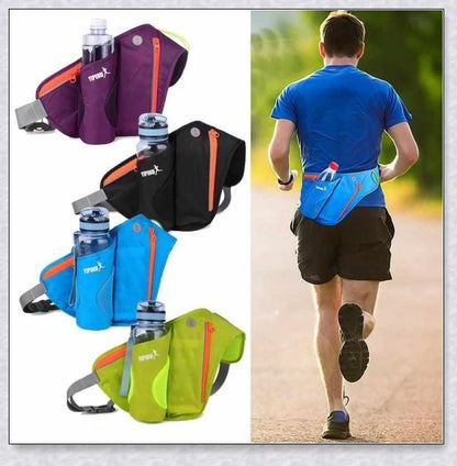 Adjustable Running Water Bottle Waist Pack with Reflective Safety Tabs and Multiple Pockets