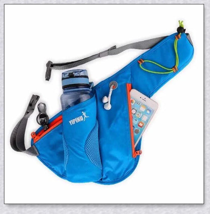 Adjustable Running Water Bottle Waist Pack with Reflective Safety Tabs and Multiple Pockets