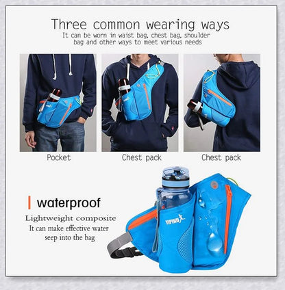 Adjustable Running Water Bottle Waist Pack with Reflective Safety Tabs and Multiple Pockets