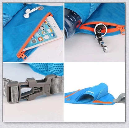 Adjustable Running Water Bottle Waist Pack with Reflective Safety Tabs and Multiple Pockets