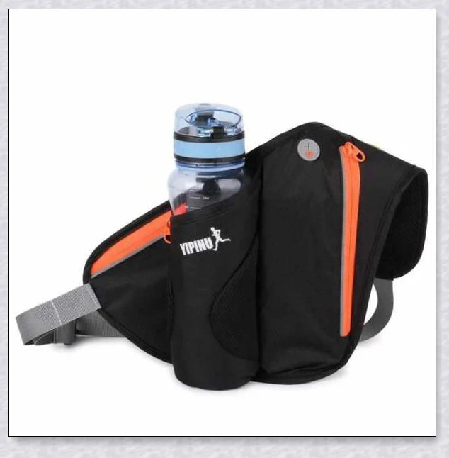 Adjustable Running Water Bottle Waist Pack with Reflective Safety Tabs and Multiple Pockets