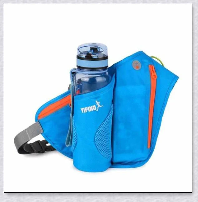 Adjustable Running Water Bottle Waist Pack with Reflective Safety Tabs and Multiple Pockets