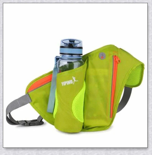 Adjustable Running Water Bottle Waist Pack with Reflective Safety Tabs and Multiple Pockets