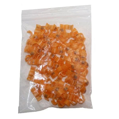 Colorful plastic clip rings in various sizes for attaching to bird's legs