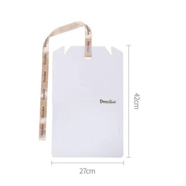 Dress Book - Space-Saving Clothes Folder Organizer with pink and gold color options, neatly organizing and storing clothes in a compact, wrinkle-free manner