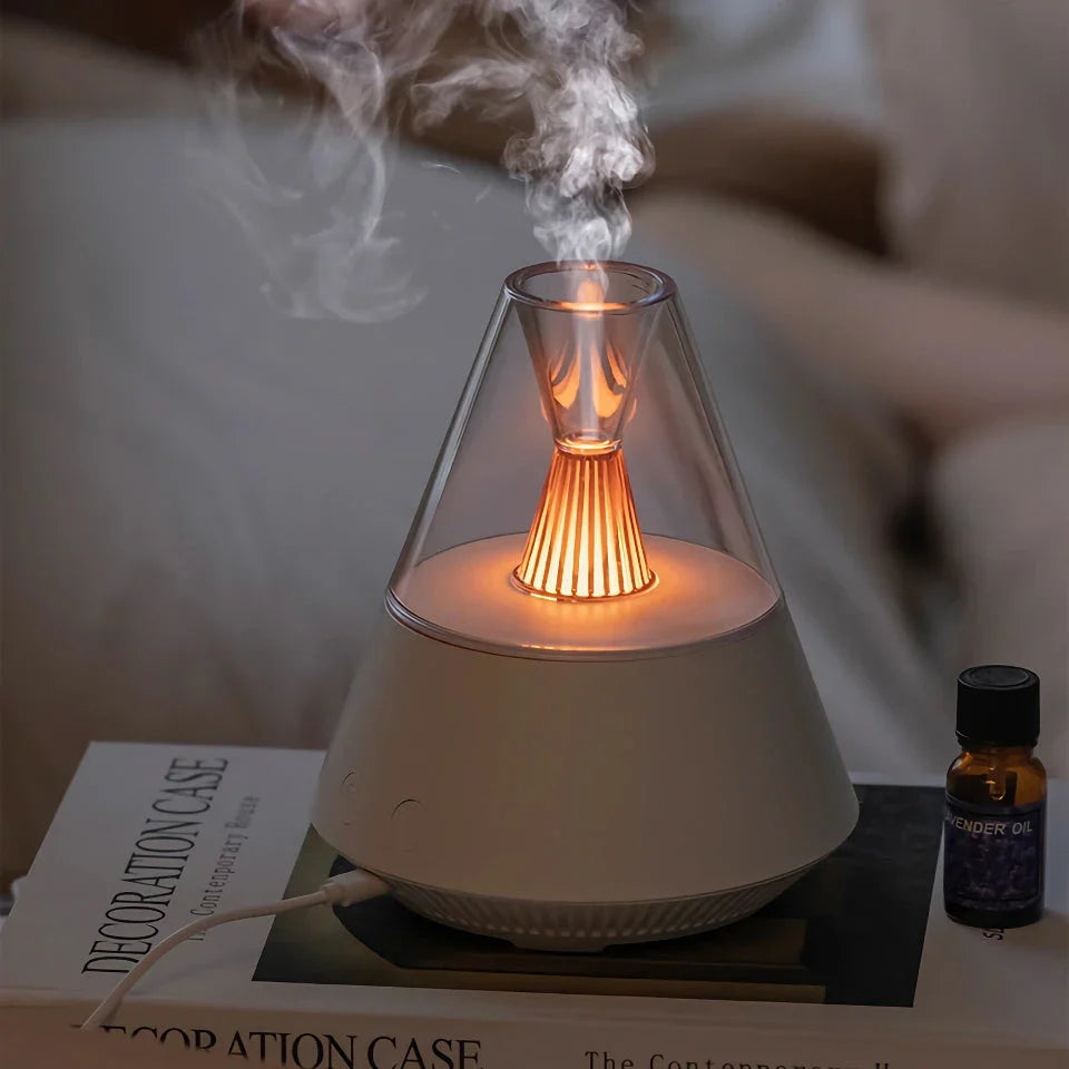 Candlelight USB Ultrasonic Essential Oil Diffuser with remote control and soft, warm lighting