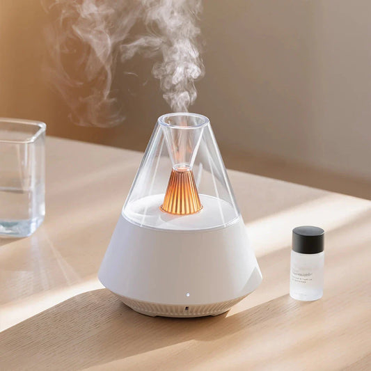 Candlelight USB Ultrasonic Essential Oil Diffuser with remote control and soft, warm lighting