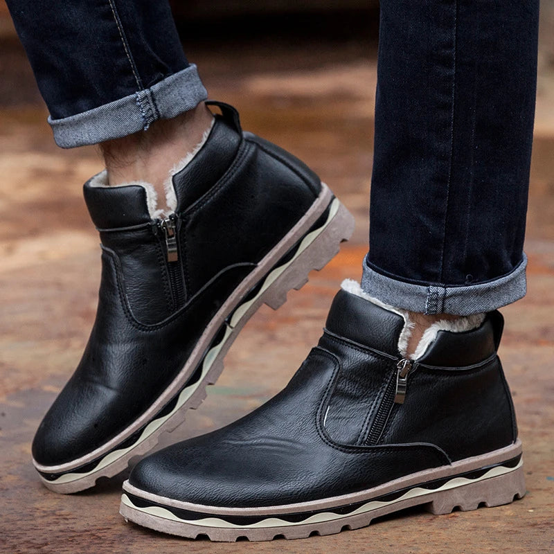 Men's Casual Martin Boots with Durable Rubber Sole and Weatherproof Design