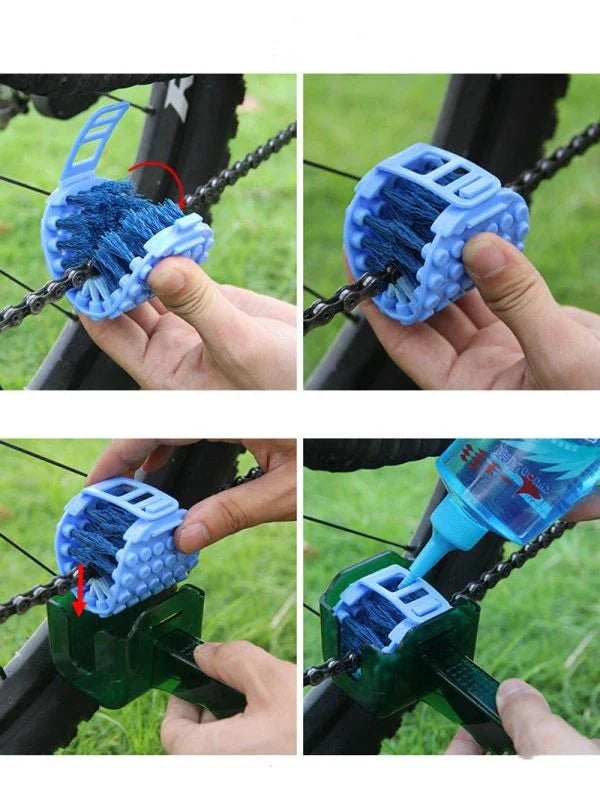 Bicycle Chain Cleaner Scrubber Brush Set - Premium Cycling Cleaning Kit for Mountain Bikes