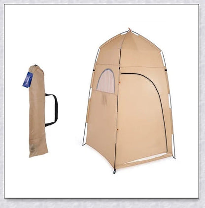 Portable Camping Shower Tent with polyester fabric and steel frame, providing private space for outdoor activities