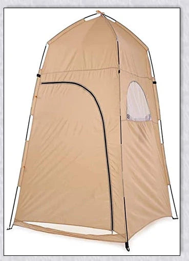 Portable Camping Shower Tent with polyester fabric and steel frame, providing private space for outdoor activities