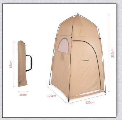 Portable Camping Shower Tent with polyester fabric and steel frame, providing private space for outdoor activities