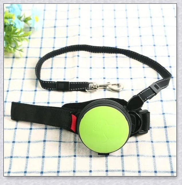 Hands Retractable Dog Leash with adjustable wrist strap and 3M reflective strip for visibility and hands-free control