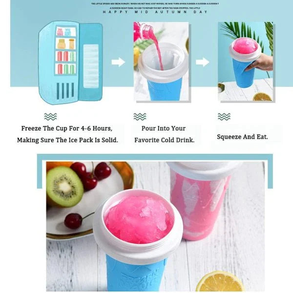 Frozen Brews Slushy Cup - Turn any drink into a delightful frozen treat in minutes with this durable, easy-to-use silicone cup