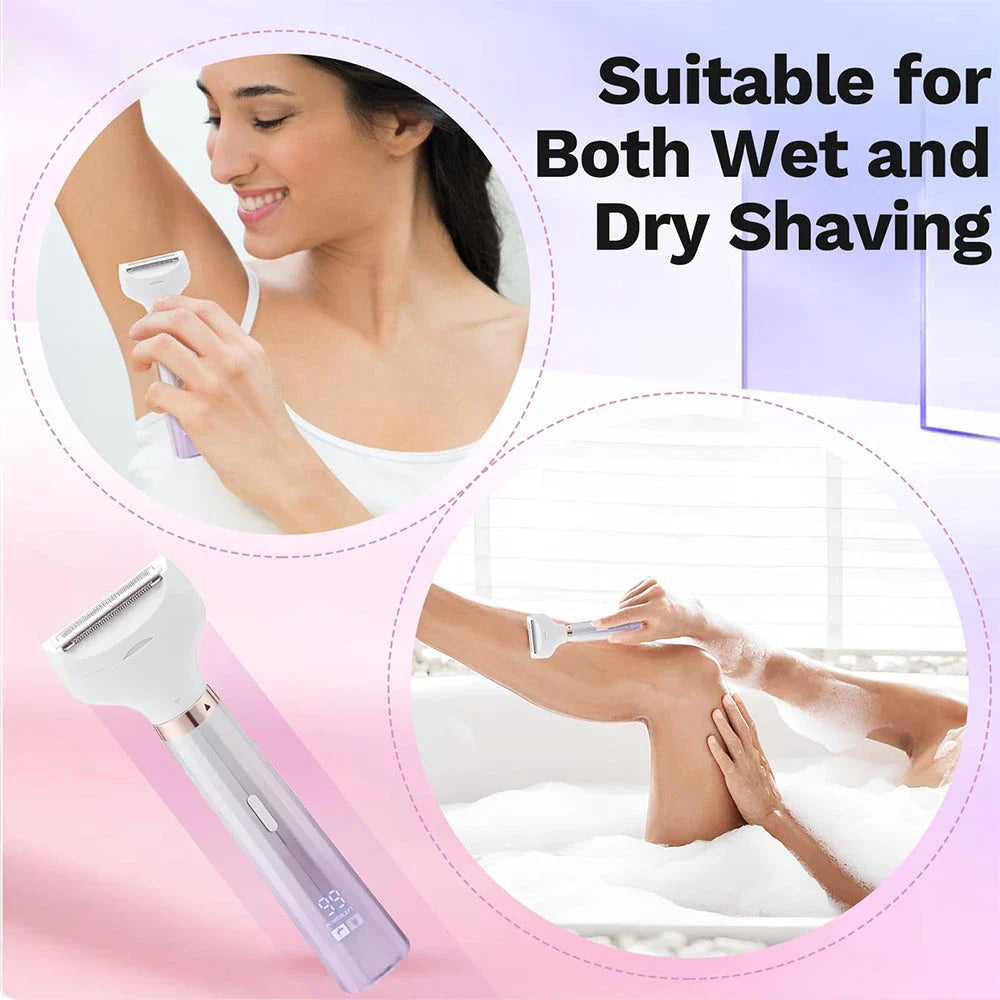 Electric razor shaver for women with detachable heads, hypoallergenic blades, and long-lasting battery for painless and efficient hair removal.