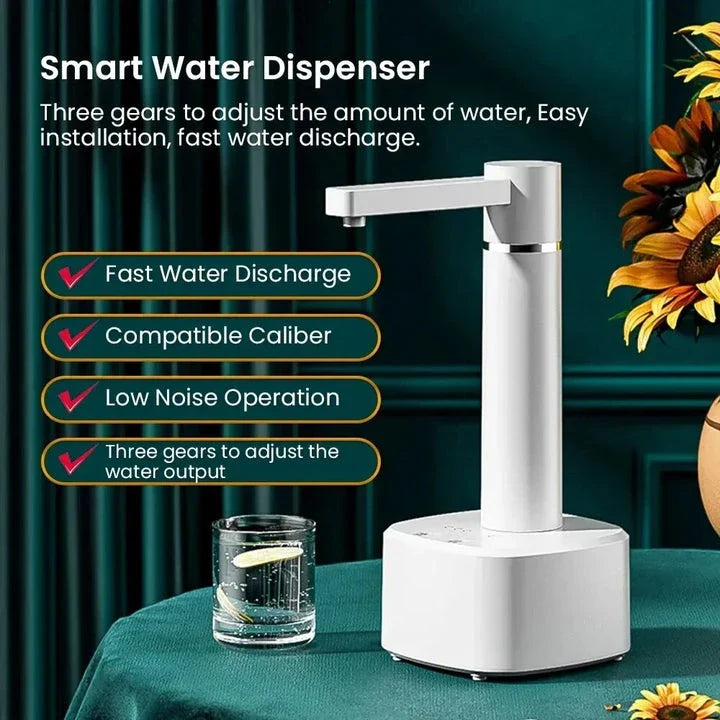 Electric water bottle pump dispenser with adjustable flow and rechargeable design