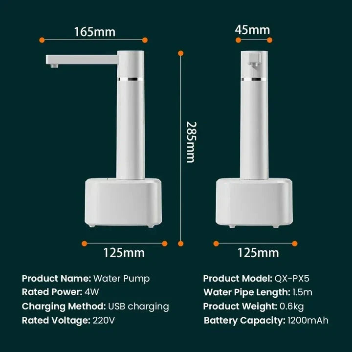 Electric water bottle pump dispenser with adjustable flow and rechargeable design