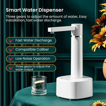 Electric water bottle pump dispenser with adjustable flow and rechargeable design