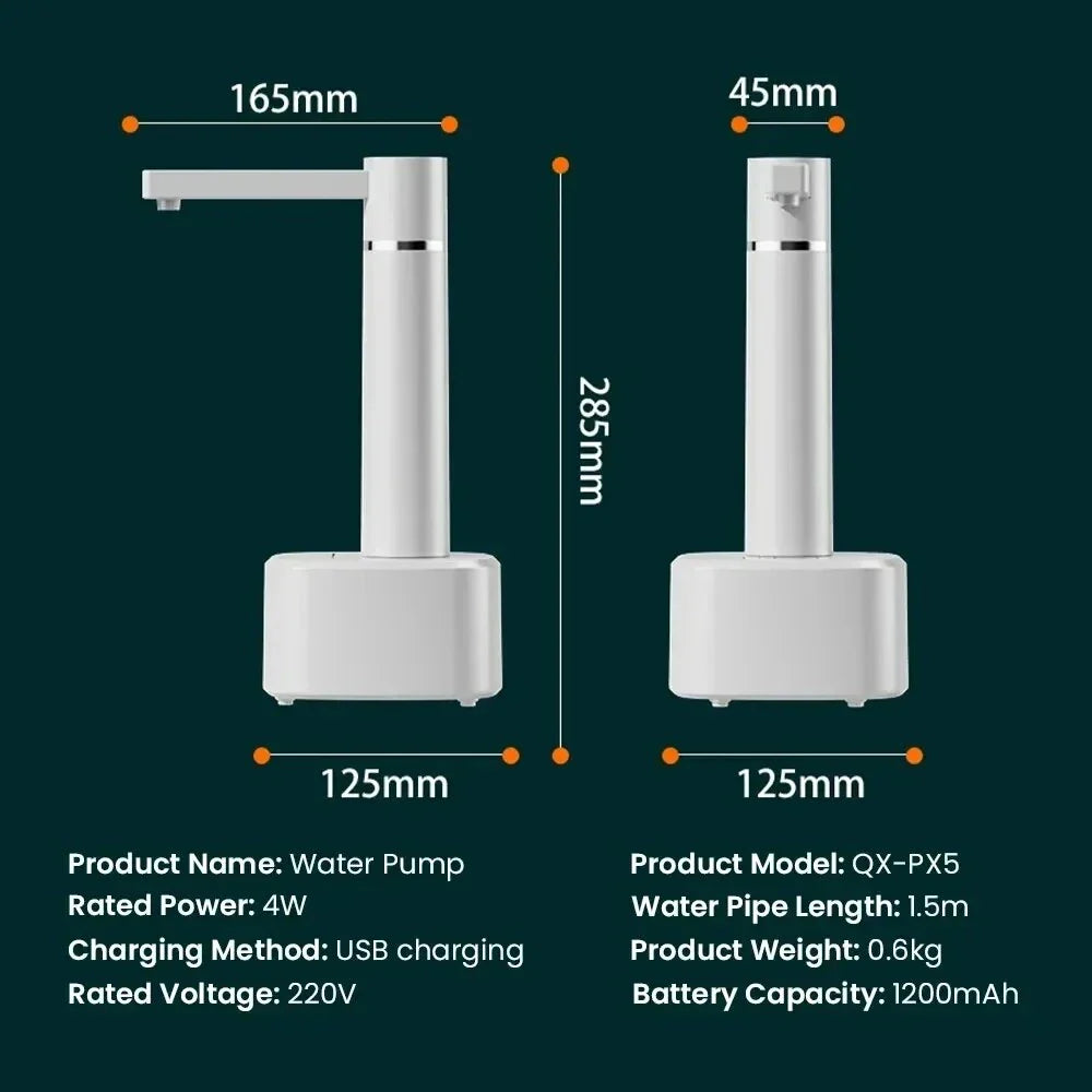 Electric water bottle pump dispenser with adjustable flow and rechargeable design