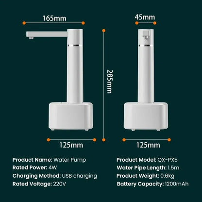 Electric water bottle pump dispenser with adjustable flow and rechargeable design