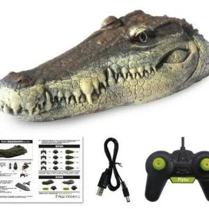 Crocodile Head Remote Control Boat - Realistic and Lifelike Water Toy with 2.4GHz Transmitter and Dual Propellers