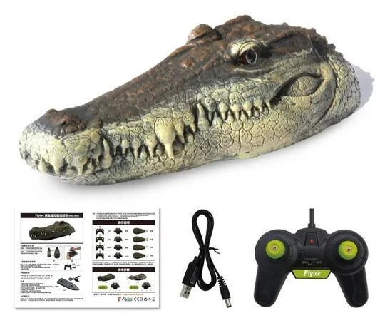 Crocodile Head Remote Control Boat - Realistic and Lifelike Water Toy with 2.4GHz Transmitter and Dual Propellers