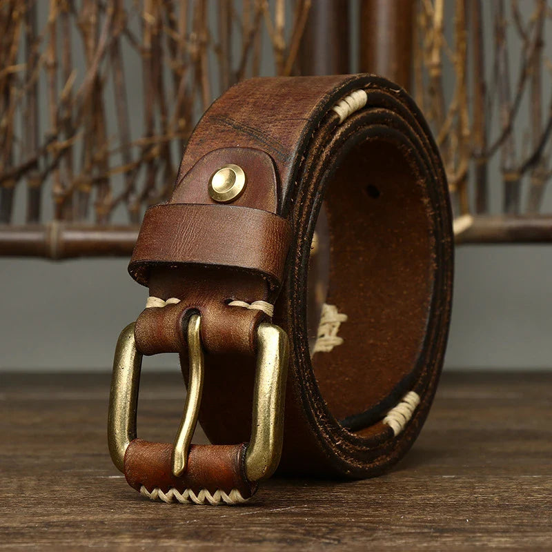 Handmade retro first layer cow leather belt in multiple colors and adjustable lengths