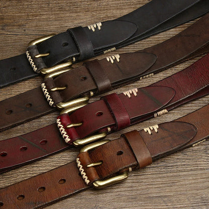 Handmade retro first layer cow leather belt in multiple colors and adjustable lengths