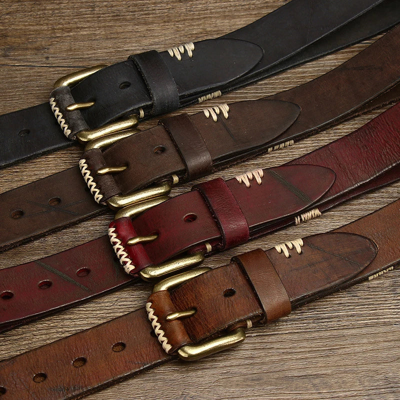 Hhomeenjoy  Handmade Retro First Layer Cow Leather Belt