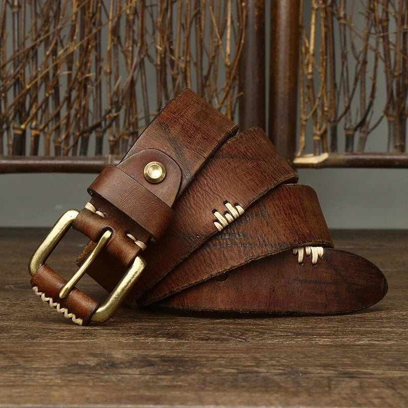 Handmade retro first layer cow leather belt in multiple colors and adjustable lengths