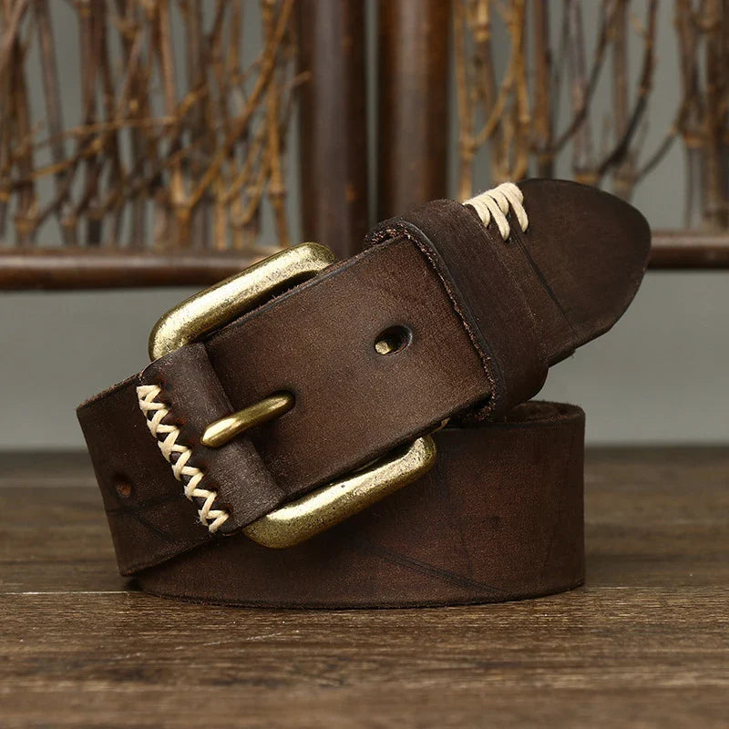 Handmade retro first layer cow leather belt in multiple colors and adjustable lengths