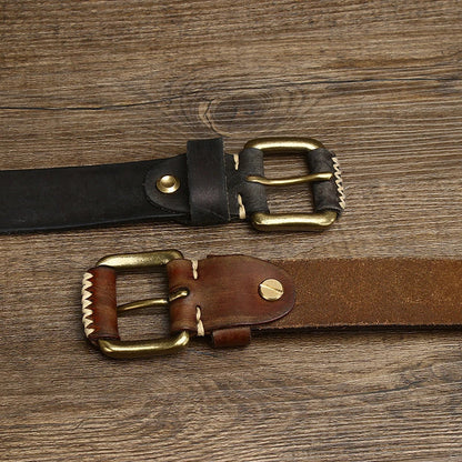 Handmade retro first layer cow leather belt in multiple colors and adjustable lengths